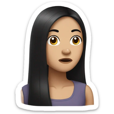 super annoyed white asian girl with long black hair sticker