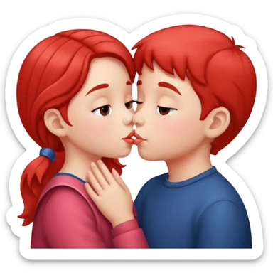 Des enfants qui se font un bisou sur la bouche sticker