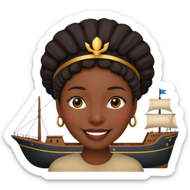 A black women with a ship for a head sticker