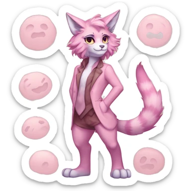 Anthropomorphic Anthro Pastel Pink Sona Lynx-Fakémon Furry Full Body sticker