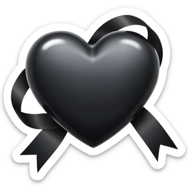 black heart with black ribbon sticker