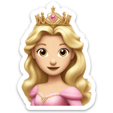 Princess Aurora with gold tiara pink dress   sticker