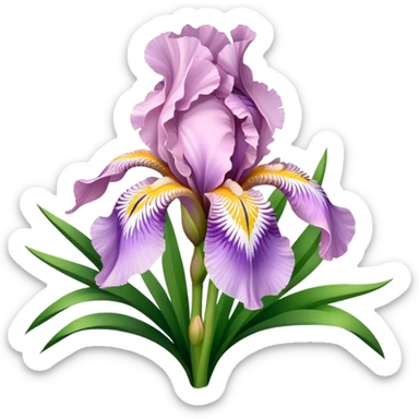 big bouquet Soft Pink Iris, luxuriant, leaf, bud sticker