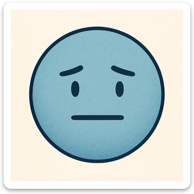 Create an emoji for 'Okay' in a flat, colorful, minimal style with a neutral face and blue color, matching the style of the reference image. sticker