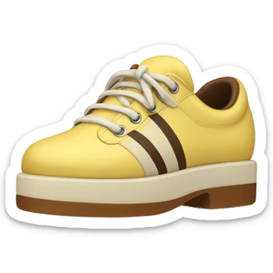 pale yellow bowling shoe with a brown stripe sticker