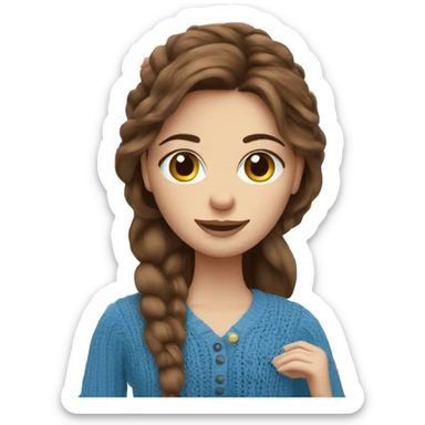 beautiful finnish brown hair woman with blue eyes knitting floral  sticker