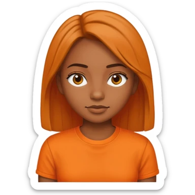 brown skin girl straight hair and orange shirt sticker