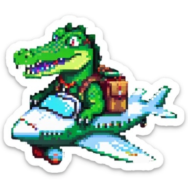 crocodile riding on an airplane sticker