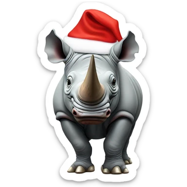 rhino with santa hat sticker