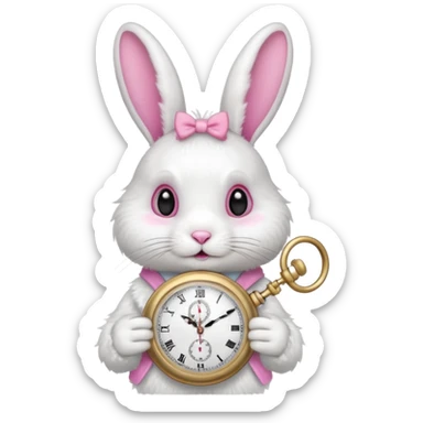 Rabbit holding watch sticker
