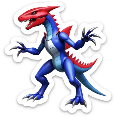 Miraidon-Genesect-Garchomp-Fakémon-hybrid-creature (full body)  sticker