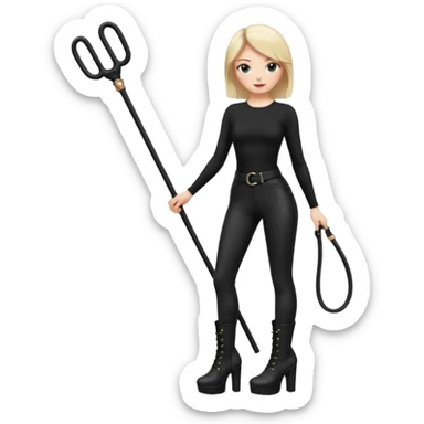 Create a Mistress with platform boots and black leggings and top and a whip sticker