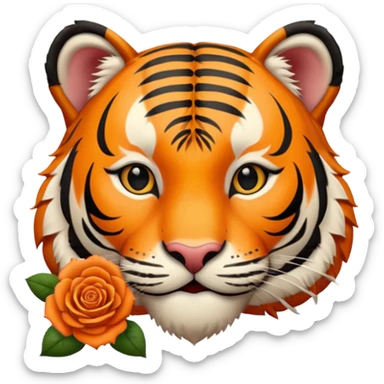 Smiling Tiger with a rose sticker