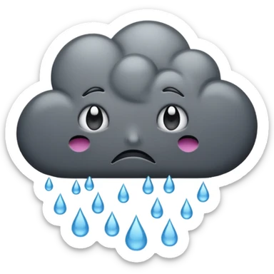 a sad storm cloud sticker
