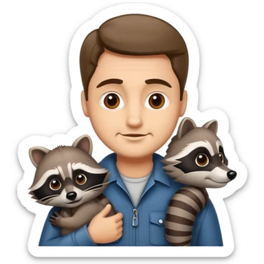 man with racoon sticker