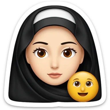 Gözleri kapalı, beyaz tenli ve siyah kıvırcık saçlı bir kadın avatar, battaniyeye sarılmış halde beyaz bir Türk kahvesi fincanından içeceğini huzurla yudumluyor. sticker