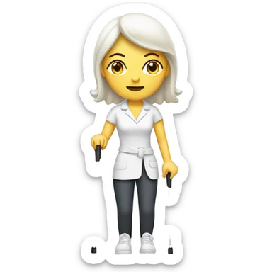 White lady with a broken leg on crutches sticker