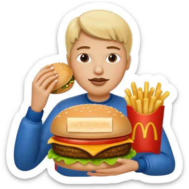 A ultra yummy Big Mac add a person eating it sticker