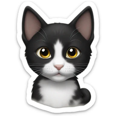 Black kitten with a white spot in the shot sticker