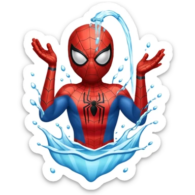emoji de spiderman tomando agua sticker