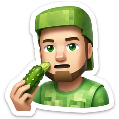 Minecraft Steve eating a pickle  sticker