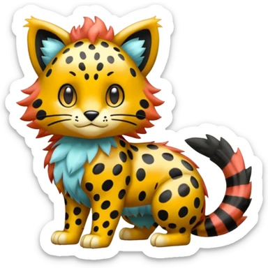 Glossy Sparkly Gembound Crystal-covered Spotty Stripy Hairy Floofy-Poofy Liepard-Linoone-Litten-Pokémon-fusion-creature (full body) sticker