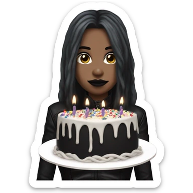 goth metallica girl with a birthday cake  sticker
