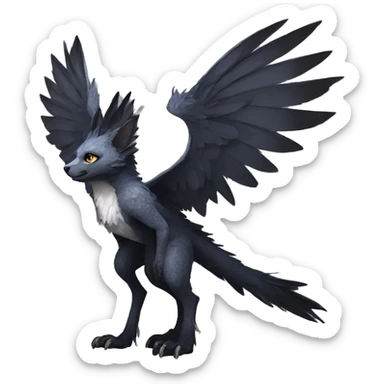 Anthro cool edgy Trico winged animal hybrid full body sticker