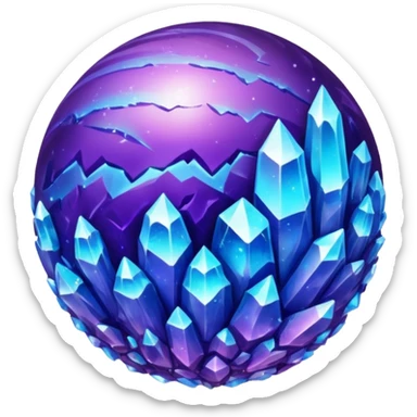 planet, surface covered in glowing crystals  sticker