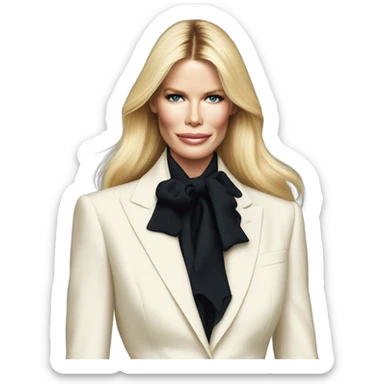 Claudia schiffer wearing a Ralph Lauren suit sticker