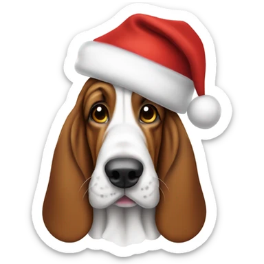 Basset hound with Santa hat sticker