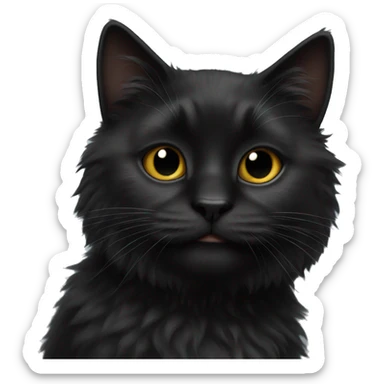 Fluffy black cat  sticker