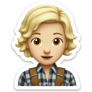 Blond short hair girl lumberjack  sticker