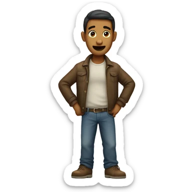 a guy standing with his hands on his hips with a weird face  sticker