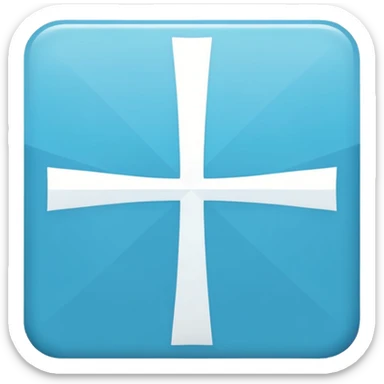 simple flat cyan blue square icon with a clean white greek cross like thsi: ☩ sticker