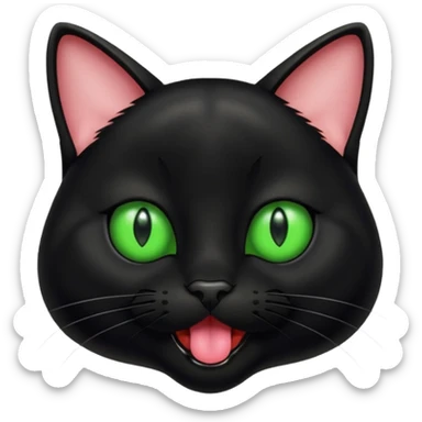 A black cat with its tongue out sticker