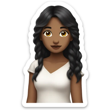 Angelic girl, black hair, mole under right eye,  sticker