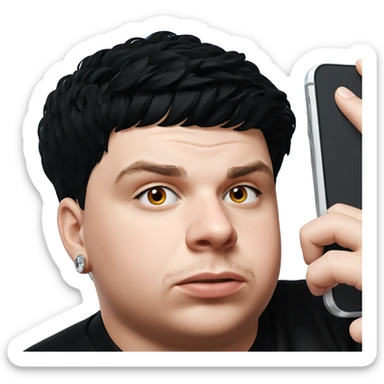 stylish boy with phone jewelry sticker