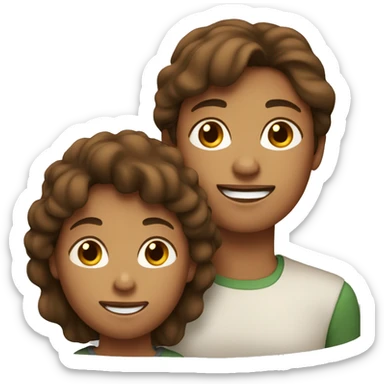 Mother and son both with brown hair  sticker