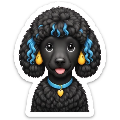 Black standard poodle with mullet emoji  sticker