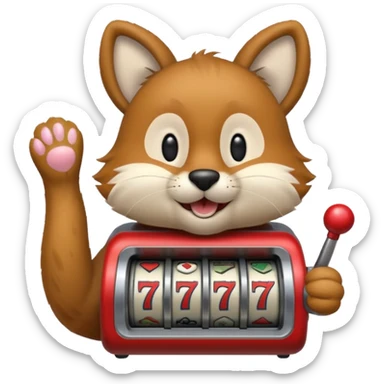 animal playing a slot machine sticker