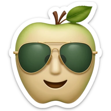 aviator sunglasses with light beige frame and dark green lenses, Apple emoji style, no text sticker