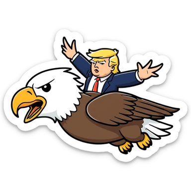 Donald trump riding a bald eagle sticker