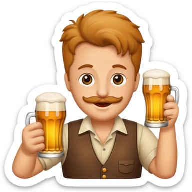 Schnitzel mit einem Bier in der hand sticker