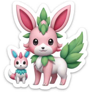 Shaymin-Bayleaf-Sylveon-Umbreon-fusion-Pokémon-hybrid-creature  sticker