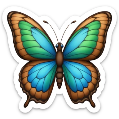 🦋 թևերի եզրերը լինի կապույտ, կանաչ թևերով, մարմնին միանալու հատվածը շագանակագույն, սև մարմնով  sticker