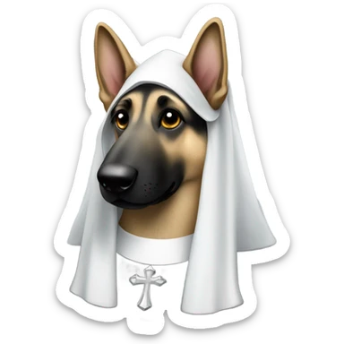 Silver German shepherd dressed like a nun sticker