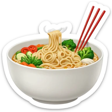 Draw a hot bowl of noodles with chopsticks & steam rising. sticker