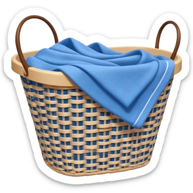 white LAUNDRY BASKET WITH FOLDED blue CLOTHES sticker