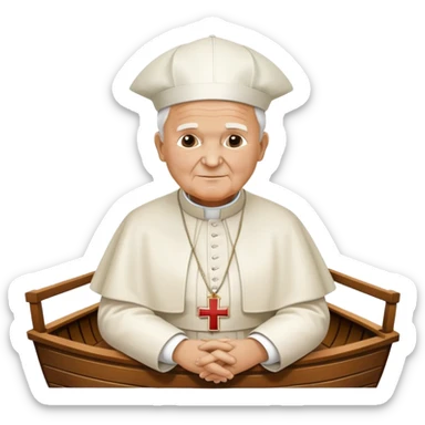 Pope John Paul II sitting on a boat sticker
